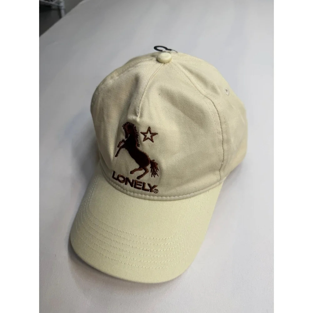 Lonely Ghost Rearing Horse Logo Snapback Hat Cream Tan One Size Streetwear Cap